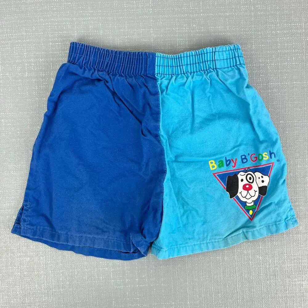 Vintage OshKosh B'gosh Blue Color Block Puppy Shorts 18 Months USA